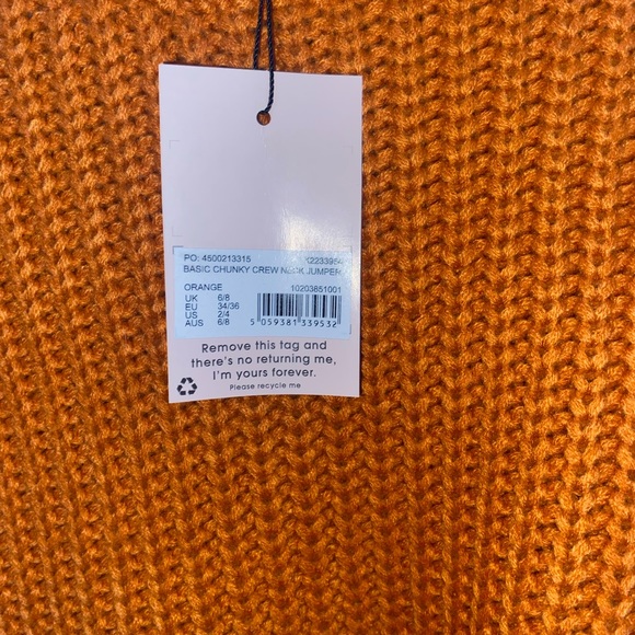 Missguided Orange Knit Chunky Crew Neck Sweater - Picture 3 of 6